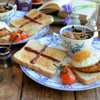 St George's Mushroom & Egg Sausage Burger on Toast