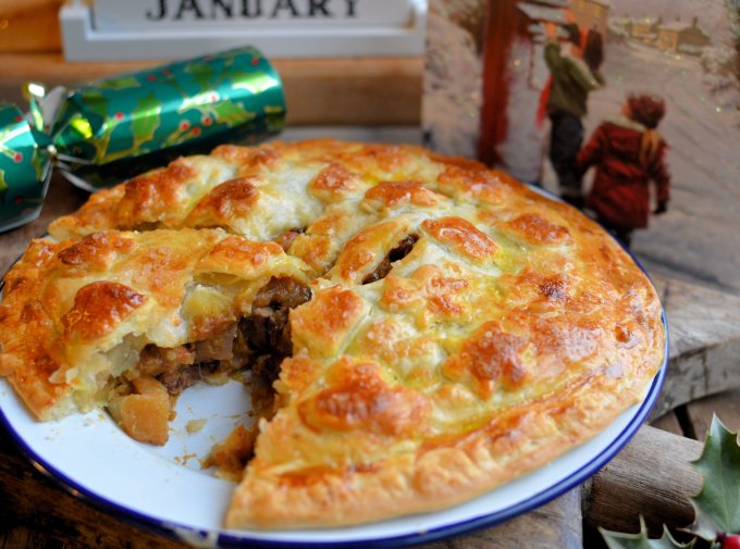 Curried Beef & Apricot Pie with a Salt Glaze Crust