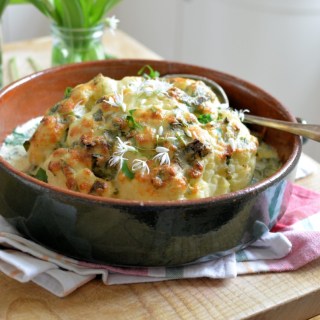 Whole Roast Cauliflower Cheese with Wild Garlic