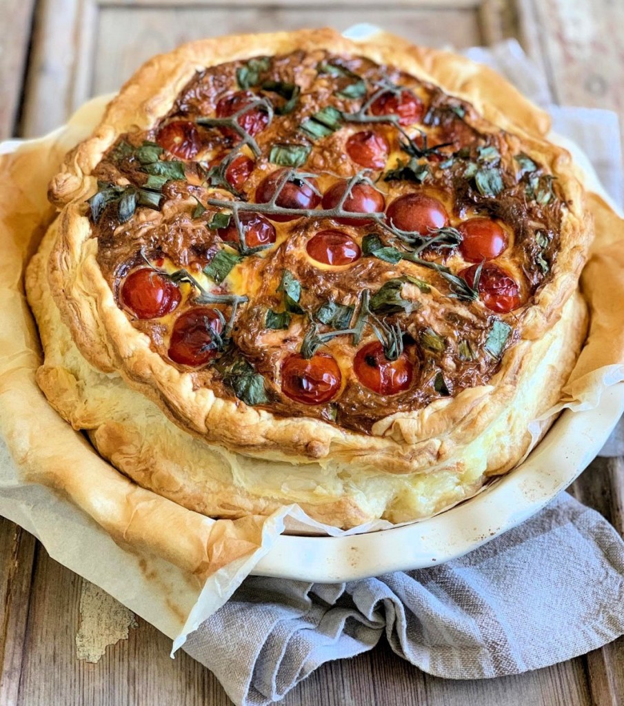 Wild Garlic and Three Cheese Tomato Tart